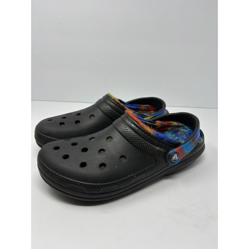 Crocs Adult Unisex Classic Black Lined with Tie Dye Strap & Lining  M 8/W 10